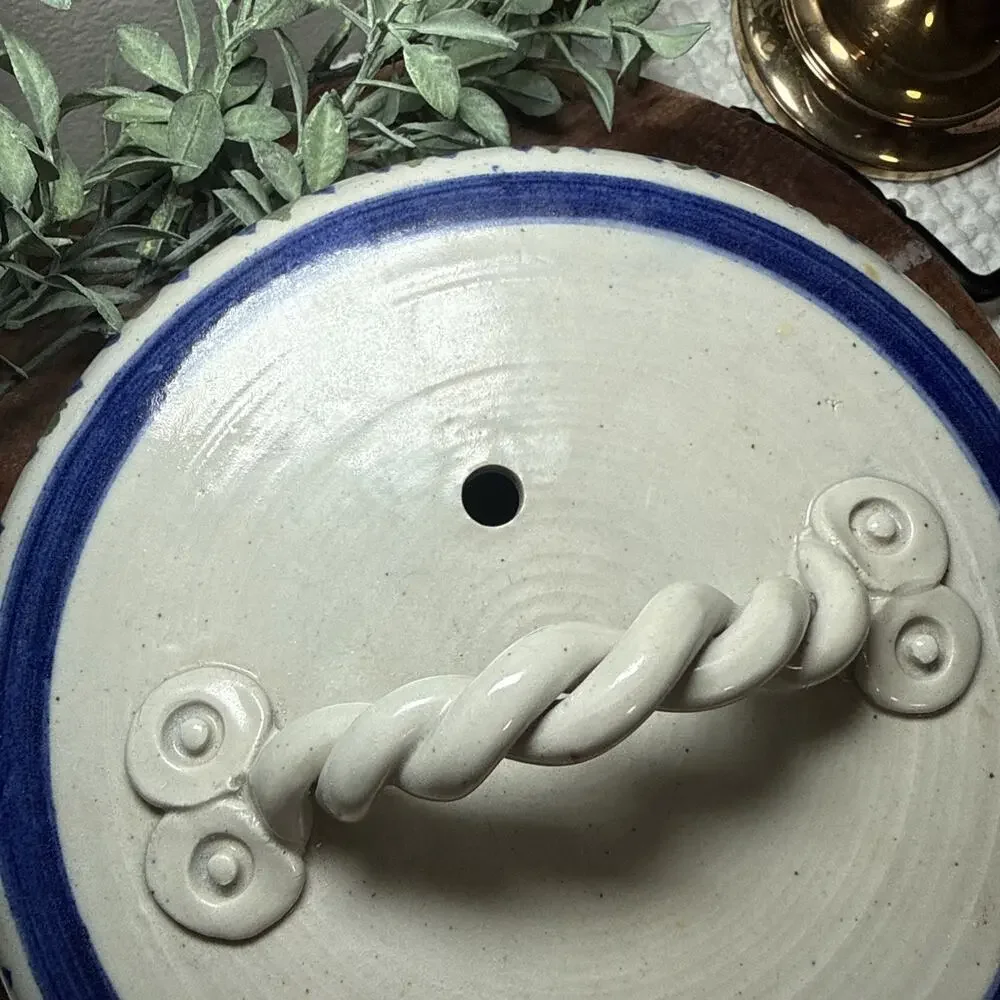 VTG Signed Studio Pottery Stoneware Covered Casserole Dish 9” Handmade Lidded
